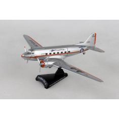 Miniatura avião daron american dc-3 flagship tulsa 1/144, Prata
