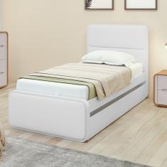 Cama Solteiro Loop Tecido Korino Com Cama Auxiliar Branco