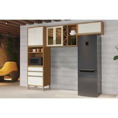 Cozinha Modulada Completa Tempranillo 3 Peças 2aéreos+ 1 Paneleiro C3p82 Amendoa Off White Ronipa