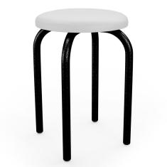 Banqueta Baixa Empilhável Maviê Industrial Aço Carbono Assento Couro Sintético 45 Cm Branco Mpozenato