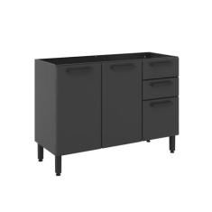 Balcão de Cozinha Bertolini Estilo em Aço 3 Portas e 2 Gavetas Sem Tam