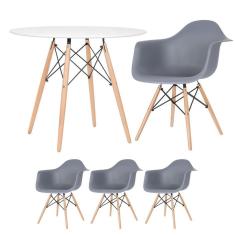 Mesa redonda Eames 90 cm + 3 cadeiras Eiffel DAW