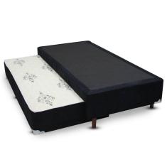 Cama Box SOLTEIRO Flora Suede Preto Bicama - 088x188