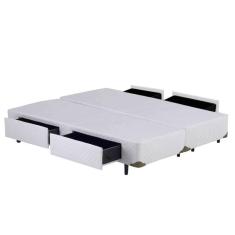 Cama Box QUEEN Branco Bipartido  4 Gavetas - 158x198