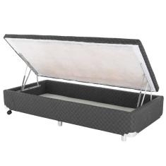 Cama Box Baú Lateral Cinza Rajado 096x203