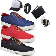 Kit Tênis Casual + Relógio + Cinto + Meia + Carteira + Boné - Polo Blu