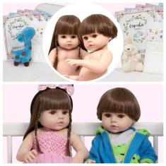 Boneca Tipo Reborn Gêmeos Bailarina Sapinho Pode Dar Banho - Cegonha R