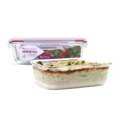 KIT 2 Potes de Vidro Retangular com Tampa Hermética 1520ml - U4home, V