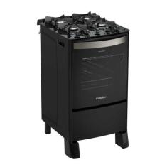 Fogão a Gás 4 Bocas Automático Esmeralda Glass Preto Mesa de Vidro - E