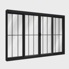 Janela de Alumínio de Correr Central 4 Folhas Com Grade 100x200cm Riobras