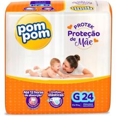 Fralda Pom Pom Protek Proteção de Mãe Jumbo G com 24 Unidades, G, 24