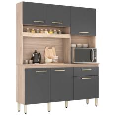 Cozinha Compacta 6 Portas Alamo 91601 Avena Grafito Demobile Avena Grafito