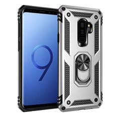 SORAKA Capa para Samsung Galaxy S9 Plus com suporte de anel capa protetora para Samsung Galaxy S9 Plus capa traseira de policarbonato rígido com placa de metal para suporte magnético de telefone carro