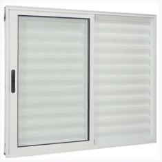 Janela de Alumínio Branco Veneziana de Correr 3 Folhas Sem Grade CMC M