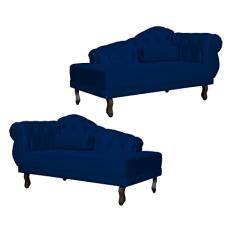 Kit 02 Divã Recamier Larissa Capitonê para Casa Suede - - Ds Estofados