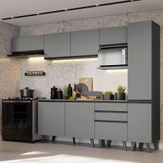 Armário de Cozinha Completa 300cm Cinza Nice Madesa 05