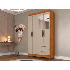 Roupeiro Estrela em MDP com Espelho 4 Portas 2 Gavetas Sallêto