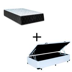Cama Baú Solteiro 88 Tecido Sintético Branco Com Colchão Marrocos - Poliéster - Espuma D33 30cm