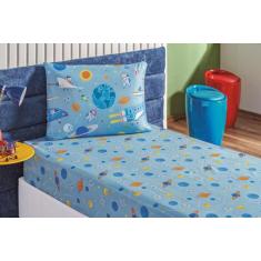 Jogo de cama Infantil solteiro 2 peças estampado microfibra - Safira e