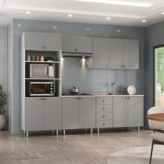 Cozinha Completa 5 Peças 100% Mdf Bp 2 Balcões 2 Aereos e Torre Quente Maranello Branco/Urbi