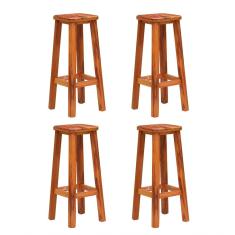 Kit 4 Banquetas Alta Sem Encosto Madeira Maciça