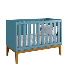 Berço Americano New Classic Azul Com Pés Madeira ? Reller