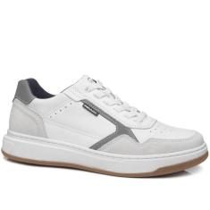 Tênis Casual  Pegada Masculino em Couro Branco 111704-02-Masculino