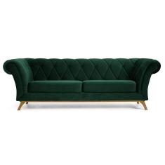 Sofá 300cm 4 Lugares Base Madeira Império B-303 Verde Musgo