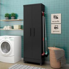 Armário Multiuso 2 Portas 5 Prateleiras Linus Qmovi Preto