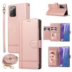 Dswteny Compatível com Samsung Galaxy Note 20 5G capa carteira alça de pulso, alça transversal, espelho de couro PU flip suporte de crédito capa de celular para Note20 Notes 20s Twenty Not S20
