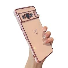 ZTOFERA Capa projetada para Google Pixel 8 Pro de 6,7 polegadas, estampa de corações de amor com borda de revestimento fofo com proteção de lente de câmera, capa de telefone para meninas e mulheres,