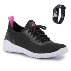 Tênis Masculino Calce Fácil Super Leve E Macio Com Relógio-Masculino