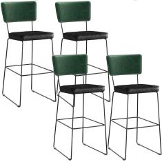 Kit 04 Banquetas Altas Facto Verde Musgo Preto