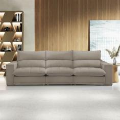 Sofá 4 Lugares Martinho Retrátil Veludo Bege Claro  - Celflex