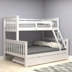 Beliche Woodstore Casal/Solteiro D Madeira Com Cama Auxiliar Branco