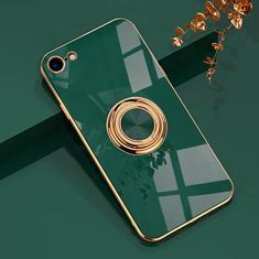 aowner Capa com suporte de anel para iPhone SE 3/SE 2/iPhone 8/7 com borda de ouro rosa brilhante com suporte de rotação de 360 graus para mulheres e meninas, capa protetora de TPU flexível e macia,