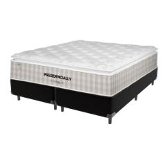 Cama Box Preto e Colchão Queen Presidencially Molas Ensacadas Unique