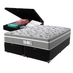 Cama Box Baú Preto e Colchão Queen Evolution Molas Ensacadas Probel
