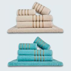 Jogo De Toalhas 10 P?s Cole??o Montreal 100% Algod?o Bege+verde