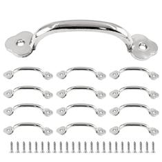 Auvotuis Puxador de porta de liga de zinco moderno de 10 cm com parafusos para gaveta, armário, guarda-roupas (8,2 cm de furo a furo)