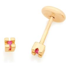 Brinco Solitário Infantil, Cravejado Por 2 526580 - Rommanel, Rosa esc