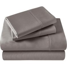 Superior Jogo de lençol de cama de algodão egípcio 400 fios, 1 lençol elástico com bolso profundo, 1 lençol de cima, 1 fronha, roupa de cama macia, lençóis de luxo, tecido acetinado, tamanho solteiro