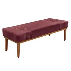 Recamier Decorativo 140cm Veludo Pés De Madeira Vinho