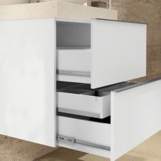 Gabinete para Banheiro Suspenso 57cm Sem Lavatório 2 Gavetas Blu Branco Branco