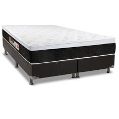 Cama Box Queen: Colchão Espuma Castor D45 Black E White + Base Crc Suede Black(158X198)
