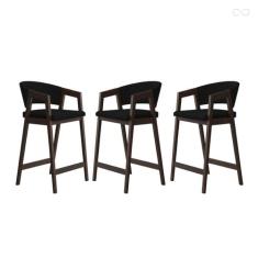 Kit 3 Banquetas Alta para Bancada de Cozinha Ravena Madeira Maciça Cap