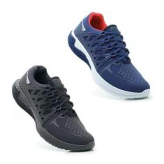 Kit 2 Tênis Esportivo Masculino Cadarço Academia Fitness-Masculino