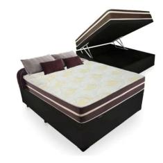 Conjunto Baú Viúva e Colchão Brown Cristal Molas Ensacacas Cristalflex