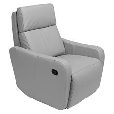 Poltrona Decorativa Reclinável Manual Moroni Couro Cinza - Gran Belo