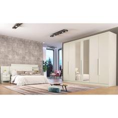 Roupeiro Oslo 6 Portas 4 Gavetas 100 MDF Espelhado